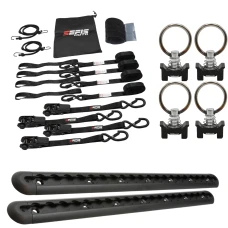 SEFIS ALU Ankerleiste  AirLine 2x50cm schwarz + 4 Stk. Ösen in die AirLine-Leiste + SEFIS SET 25