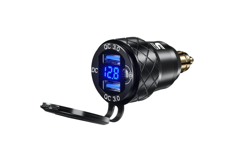 SEFIS 2x USB Steckdose - Ladegerät DIN HELLA QC 3.0 USB-A für Motorrad