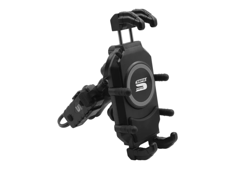 SEFIS Set Bind + Bind Charge Telefonhalter mit kabellosem Ladegerät und USB-C-Buchse für Motorrad