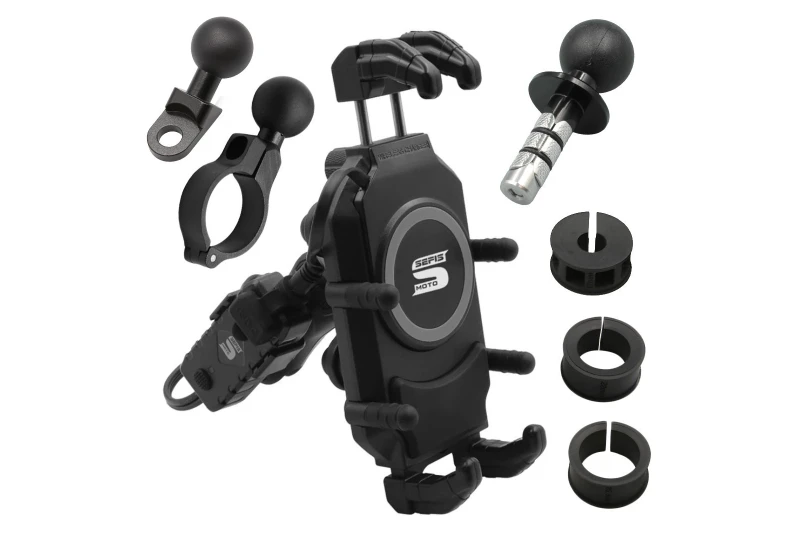 SEFIS Set Bind + Bind Charge Telefonhalter mit kabellosem Ladegerät und USB-C-Buchse - in den Lenkkopf für Motorrad SEFIS Set Bind + Bind Charge Telefonhalter mit kabellosem Ladegerät und USB-C-Buchse - in den Lenkkopf für Motorrad