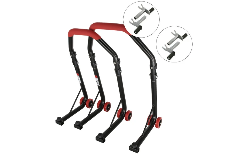 SEFIS D18 Motorradständer Set Vorder- und Hinterrad - rot - 2in1 / 2in1