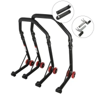 SEFIS D18 Motorradständer Set Vorder- und Hinterrad - schwarz - Dorn / 2in1