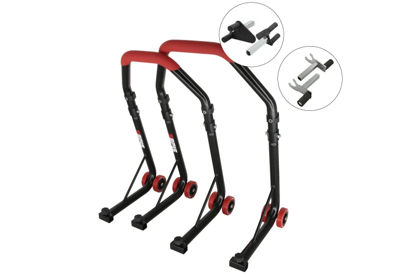 SEFIS D18 Motorradständer Set Vorder- und Hinterrad - rot - V-Aufnahme / 2in1