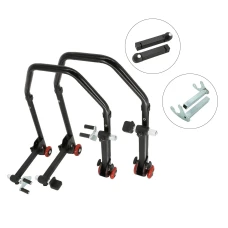 SEFIS D20 klappbarer Universal-Motorradständer - SET Front und Heck - Dorn / Racing (Haken)