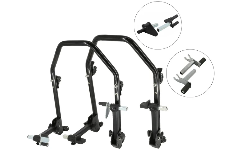 SEFIS D20U klappbarer mobiler universeller Motorradständer - SET Front und Heck - V-Aufnahme / 2in1 für Motorrad