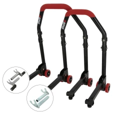SEFIS M20 klappbarer universeller Motorradständer - SET Front und Heck - 2in1 / Racing (Haken) SEFIS M20 klappbarer universeller Motorradständer - SET Front und Heck - 2in1 / Racing (Haken)