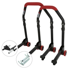 SEFIS M20 klappbarer universeller Motorradständer - SET Front und Heck - V-Aufnahme / Racing (Haken) SEFIS M20 klappbarer universeller Motorradständer - SET Front und Heck - V-Aufnahme / Racing (Haken)