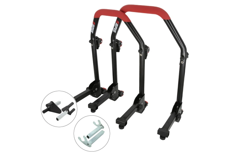 SEFIS M20U klappbarer mobiler Universal-Motorradständer SET Front und Heck - V-Aufnahme / racing