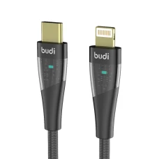 SEFIS Lade- und Datenkabel mit LED Anschlüss USB-C und Lightning 20W 1,5m schwarz