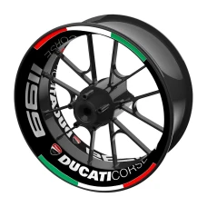 SEFIS einteilige Felgenaufkleber DUCATI Corse 1199 schwarz