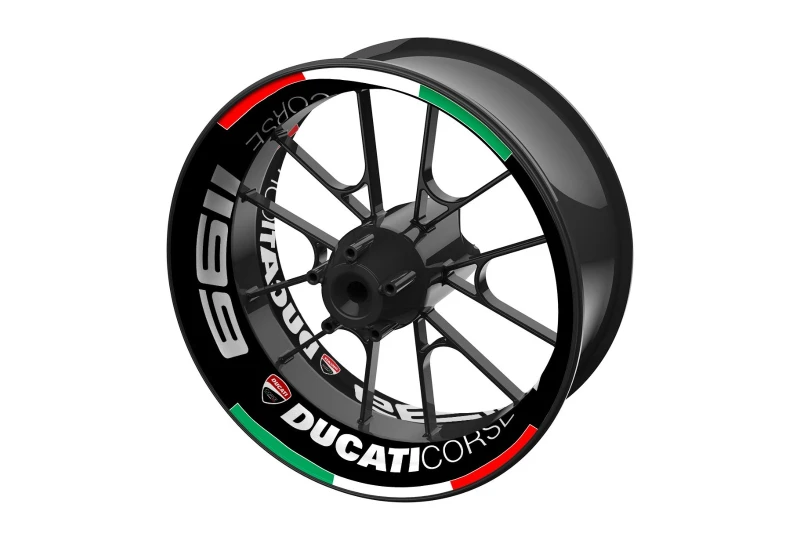 SEFIS einteilige Felgenaufkleber DUCATI Corse 1199 schwarz