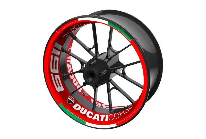 SEFIS einteilige Felgenaufkleber DUCATI Corse 1199 rot