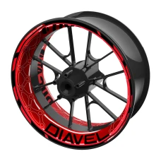 SEFIS einteilige Felgenaufkleber DUCATI Diavel schwarz-rot