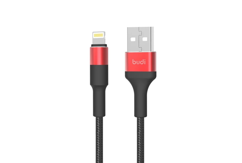 SEFIS Lade- und Datenkabel Premium-RD mit USB-A- und Lightning-Anschlüssen Schwarz - Rot 1m