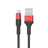 SEFIS Lade- und Datenkabel Premium-RD mit USB-A- und Micro-USB-Anschlüssen Schwarz - Rot 1m