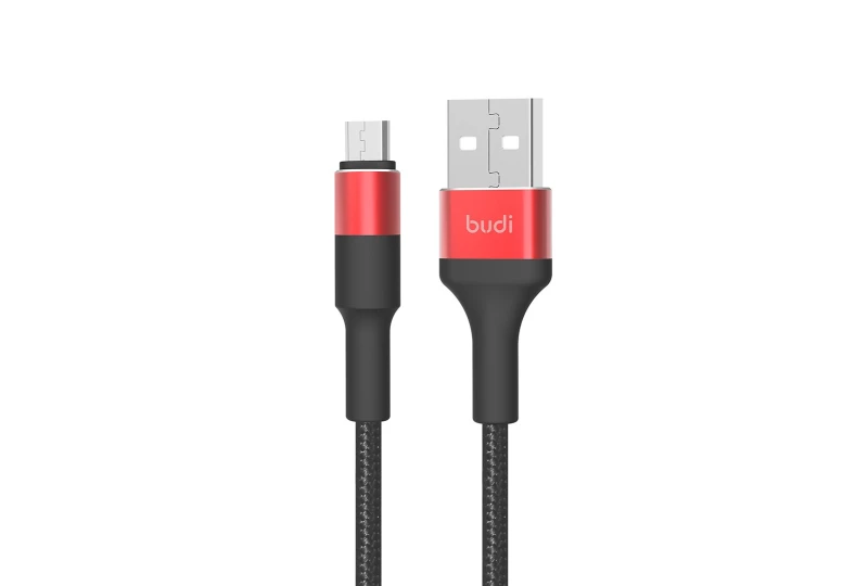 SEFIS Lade- und Datenkabel Premium-RD mit USB-A- und Micro-USB-Anschlüssen Schwarz - Rot 1m