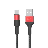 SEFIS Lade- und Datenkabel Premium-RD mit USB-A- und USB-C-Anschlüssen Schwarz - Rot 1m