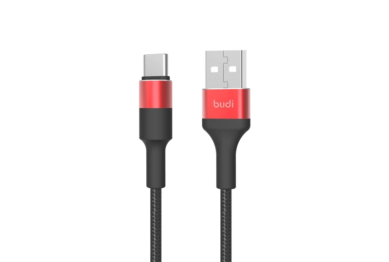 SEFIS Lade- und Datenkabel Premium-RD mit USB-A- und USB-C-Anschlüssen Schwarz - Rot 1m