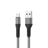 SEFIS Lade- und Datenkabel Premium mit USB-A- und Lightning-Anschlüssen silber 2m