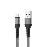 SEFIS Lade- und Datenkabel Premium mit USB-A- und Micro-USB-Anschlüssen silber 2m