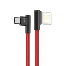 SEFIS Lade- und Datenkabel mit seitlichen USB-A und Micro-USB-Anschlüssen 1m rot