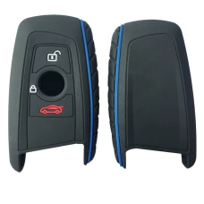 Silikon Schlüsselhülle BMW F10 F20 F30 Z4 X1 X3 X4 M1 M2 M3 1 2 3 5 7  schwarz mit blauem Streifen Silikon Schlüsselhülle BMW F10 F20 F30 Z4 X1 X3 X4 M1 M2 M3 1 2 3 5 7  schwarz mit blauem Streifen