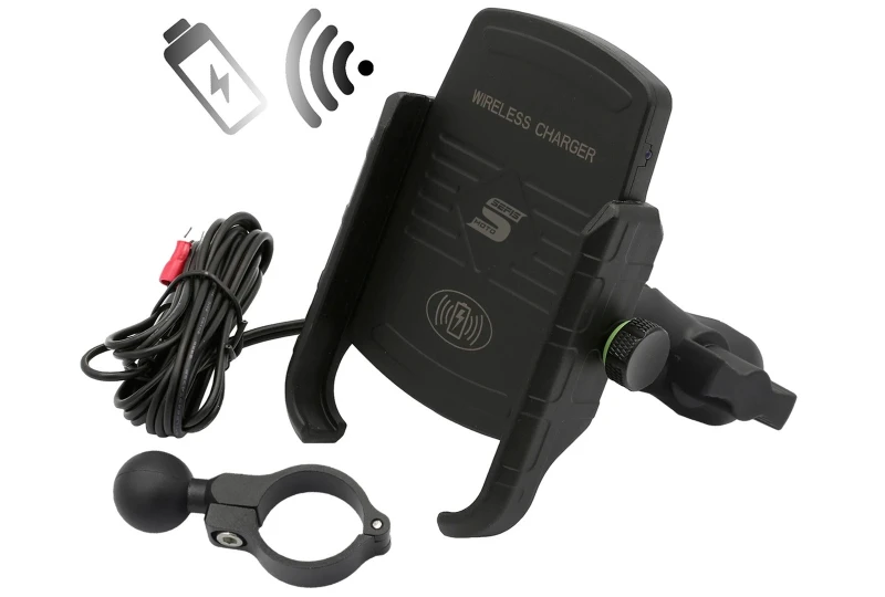 SEFIS EW 2 Telefonhalter mit kabelloser Aufladung und Klemme für Motorrad