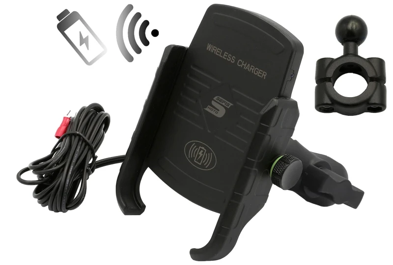 SEFIS EW 2-Telefonhalter mit kabelloser Aufladung für die Lenkerstrebe für Motorrad