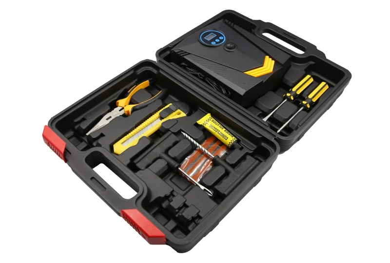 SEFIS KIT Tubeless-Reifen-Reparaturset mit Kompressor für das Auto