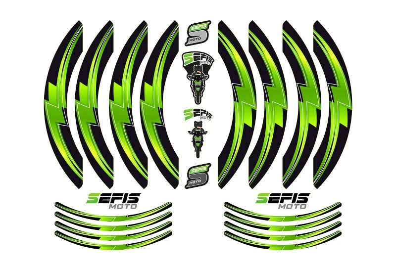 SEFIS PREMIUM ST 1 zweiteilige Felgenaufkleber - grün für Motorrad