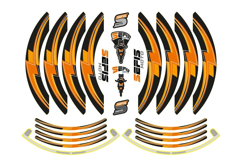 SEFIS PREMIUM ST 1 zweiteilige Felgenaufkleber - orange für Motorrad