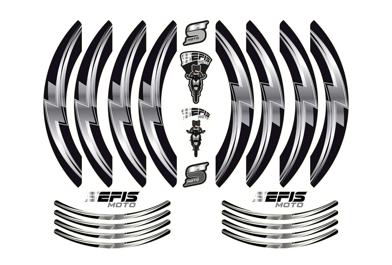 SEFIS PREMIUM ST 1 zweiteilige Felgenaufkleber - grau für Motorrad
