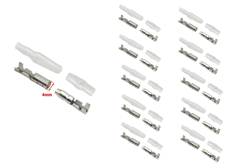 SEFIS Set Faston - Rundstecker 4mm mit Isolierung - Weibchen und Männchen - 10 Stk für Motorrad SEFIS Set Faston - Rundstecker 4mm mit Isolierung - Weibchen und Männchen - 10 Stk für Motorrad