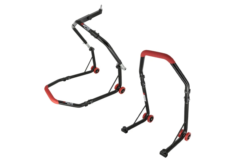 SEFIS D18 Motorradständer Set Lenkkopf und Hinterrad - Rot für Motorrad