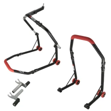 SEFIS D18 Motorradständer Set Lenkkopf und Hinterrad - 2in1 - Rot