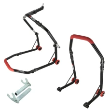 SEFIS D18 Motorradständer Set Lenkkopf und Hinterrad - racing - Rot