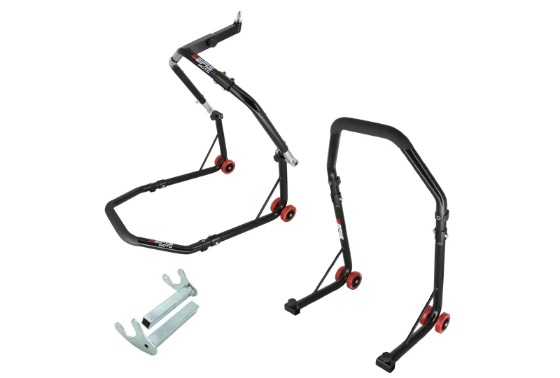SEFIS D18 Motorradständer Set Lenkkopf und Hinterrad - racing - Schwarz für Motorrad