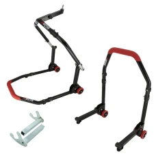 SEFIS M20 klappbarer Motorradständer Set -  Lenkkopf und Hinterrad - Racing (Haken)