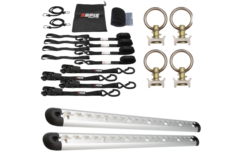 SEFIS ALU Ankerleiste AirLine 2x50cm silber + 4 Stk. Ösen in die AirLine-Leiste + SEFIS SET 25 für Motorrad SEFIS ALU Ankerleiste AirLine 2x50cm silber + 4 Stk. Ösen in die AirLine-Leiste + SEFIS SET 25 für Motorrad