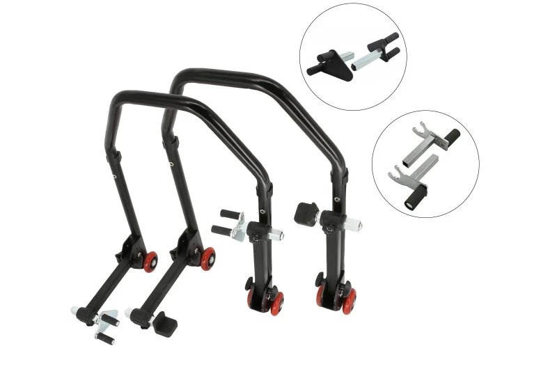 SEFIS D20 klappbarer Universal-Motorradständer - SET Front und Heck - V-Aufnahme / 2in1 für Motorrad