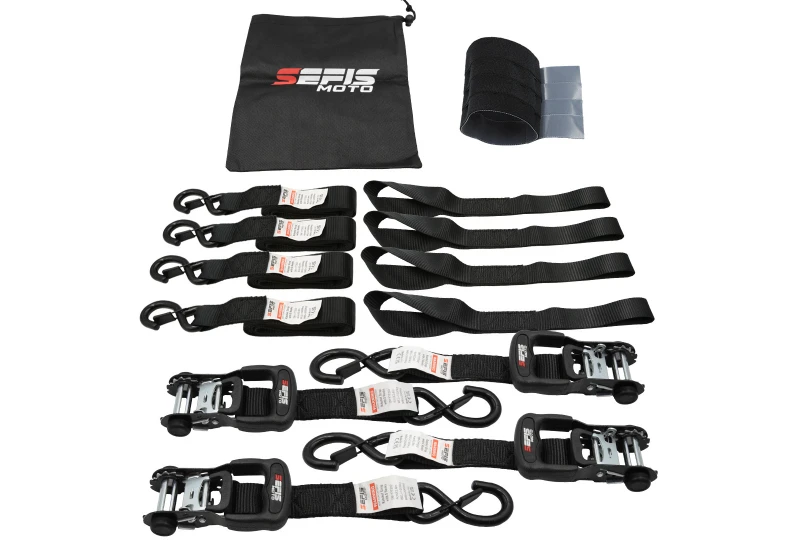 SEFIS SET 40 Spanngurte 4x Gurt mit Ratsche 40 mm x 240 cm 4x Gurt TÜV/GS für Motorrad
