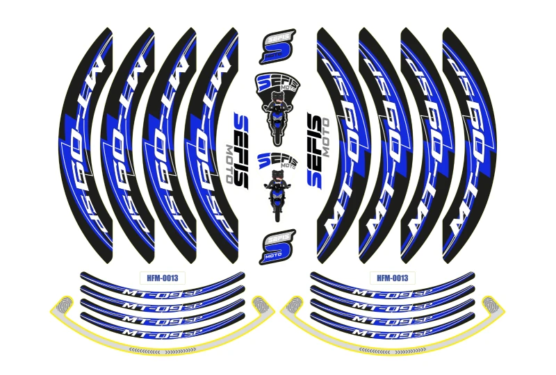 SEFIS PREMIUM ST 1 zweiteilige Felgenaufkleber Yamaha MT-09 für Motorrad