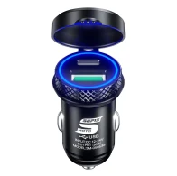 SEFIS Z6 2x USB-Buchse - Autoladegerät 30W QC 3.0 USB-A und USB-C Metall