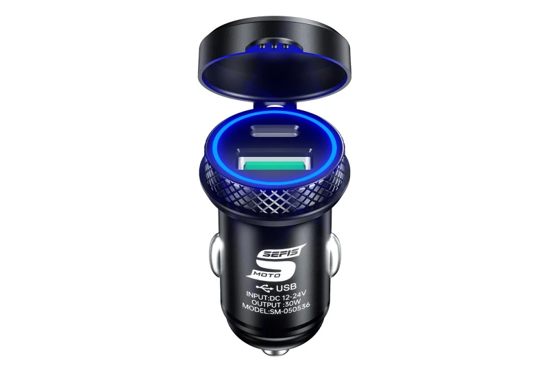 SEFIS Z6 2x USB-Buchse - Autoladegerät 30W QC 3.0 USB-A und USB-C Metall 